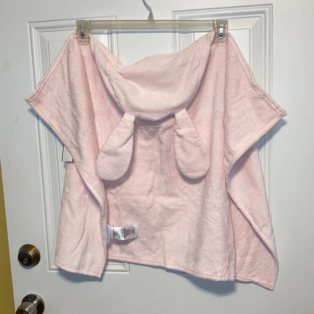 POTTERY BARN KIDS Soft Pink Bunny Rabbit Hooded Towel Poncho 2T 4T